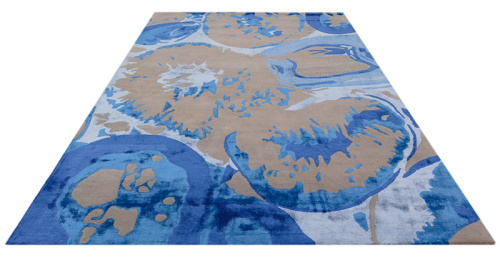 Индийский ковёр из шерсти и вискозы (HT937/GREY/BLUE/300x200)