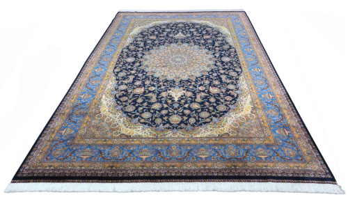 Иранский ковёр из шёлка и модала (QUM 603 /Navy/150x100)