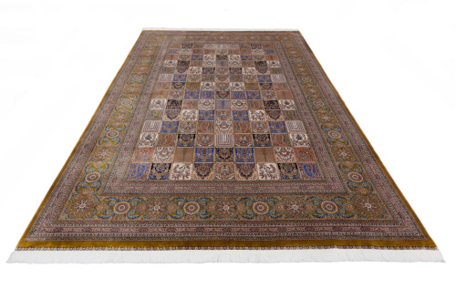 Иранский ковёр из шёлка и модала (QUM 610 /Olive/150x100)
