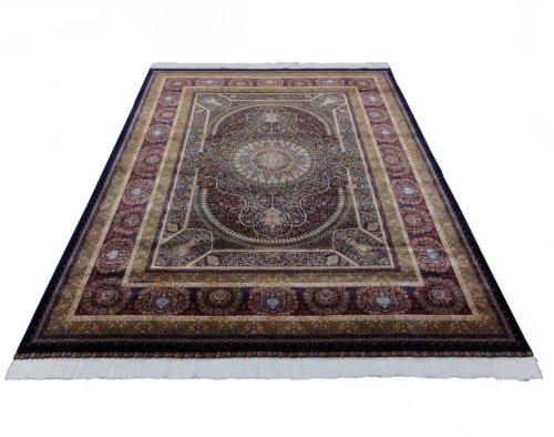 Иранский ковёр из шёлка и модала (QUM 631 /Navy/350x250)