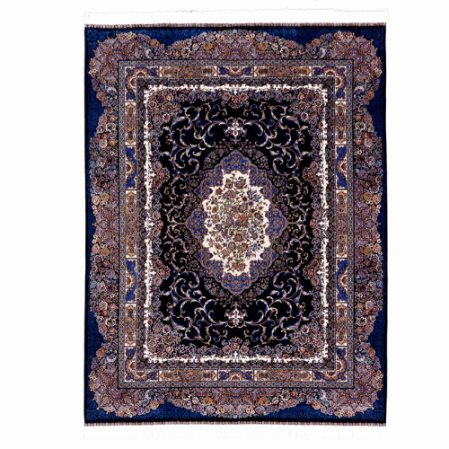 Иранский ковёр из шёлка и модала (QUM 632 /Navy/350x250)