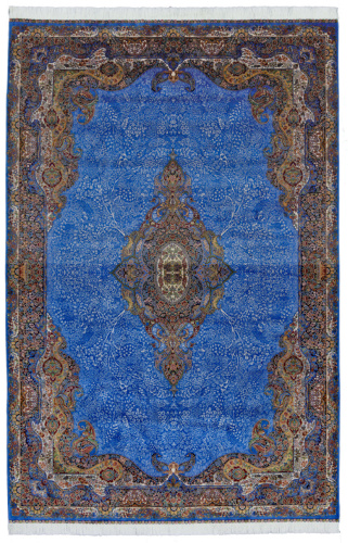 Иранский ковёр из шёлка и модала (QUM 606 /Blue/300x200)