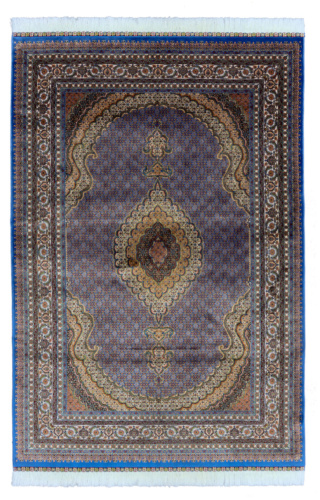 Иранский ковёр из шёлка и модала (QUM 601 /Blue/150x100)