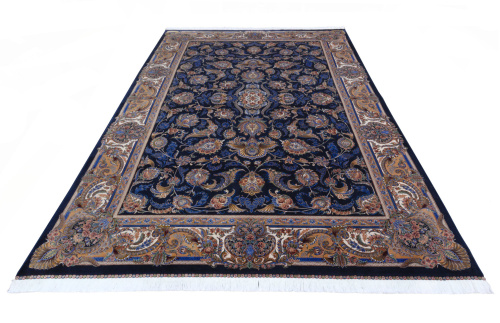 Иранский ковёр из шёлка и модала (QUM 602 /Navy/300x200)