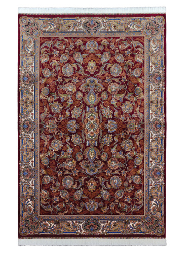 Иранский ковёр из шёлка и модала (QUM 602 /Red/390x290)