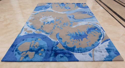 Индийский ковёр из шерсти и вискозы (HT937/GREY/BLUE/300x200)