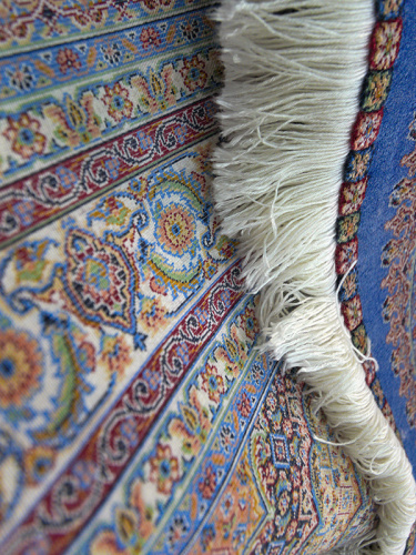 Иранский ковёр из шёлка и модала (QUM 601 /Blue/150x100)