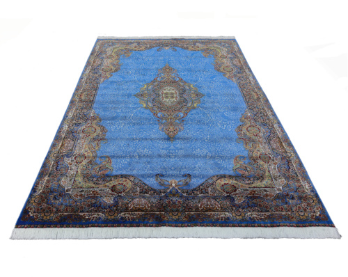 Иранский ковёр из шёлка и модала (QUM 606 /Blue/300x200)