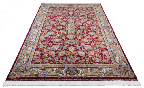 Иранский ковёр из шёлка и модала (QUM 602 /Red/390x290)
