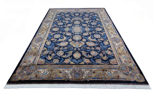 Иранский ковёр из шёлка и модала (QUM 602 /Navy/300x200)