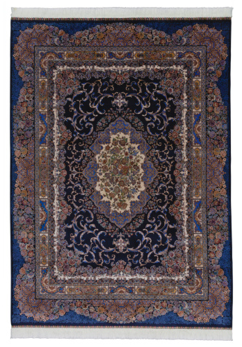 Иранский ковёр из шёлка и модала (QUM 632 /Navy/350x250)