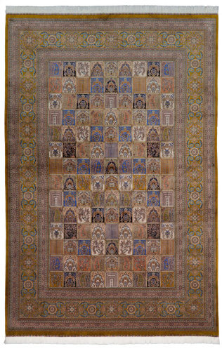Иранский ковёр из шёлка и модала (QUM 610 /Olive/150x100)