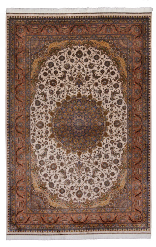Иранский ковёр из шёлка и модала (QUM 603 /Cream/300x200)