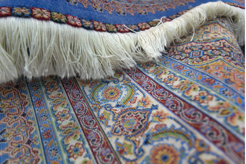 Иранский ковёр из шёлка и модала (QUM 601 /Blue/150x100)