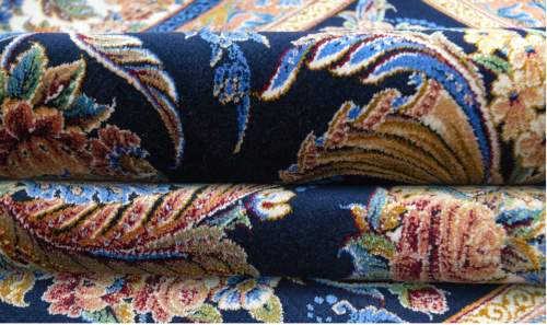 Иранский ковёр из шёлка и модала (QUM 602 /Navy/300x200)