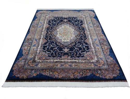 Иранский ковёр из шёлка и модала (QUM 632 /Navy/350x250)