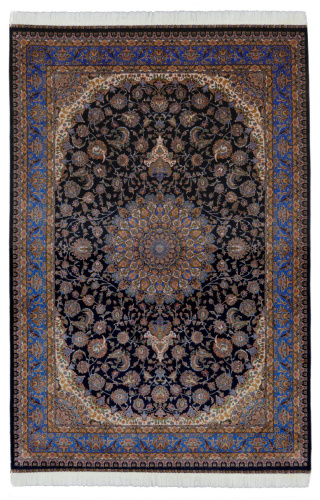 Иранский ковёр из шёлка и модала (QUM 603 /Navy/150x100)