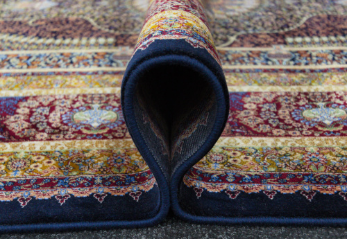 Иранский ковёр из шёлка и модала (QUM 631 /Navy/350x250)