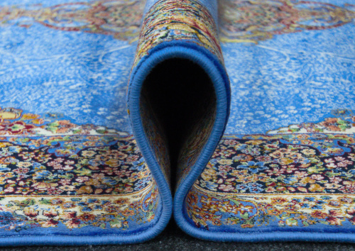 Иранский ковёр из шёлка и модала (QUM 606 /Blue/300x200)